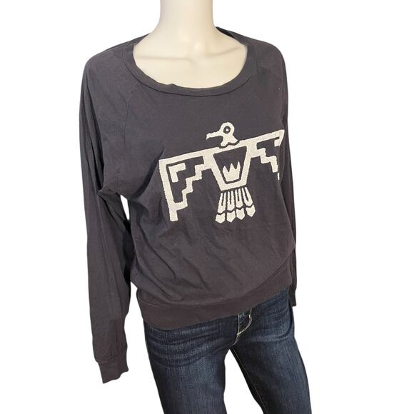 Bandit Brand Grey Thunderbird Graphic Long Sleeve Crewneck Tee TShirt M - Picture 2 of 6